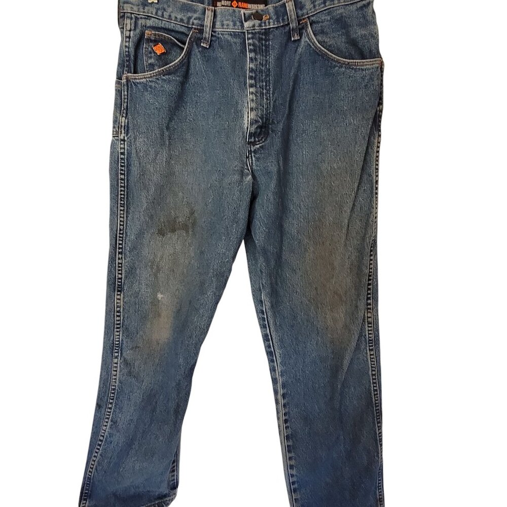 Wrangler FR Jeans Mens 34X32 Distressed HRC2 2112‎ Straight Leg Fire Resistant